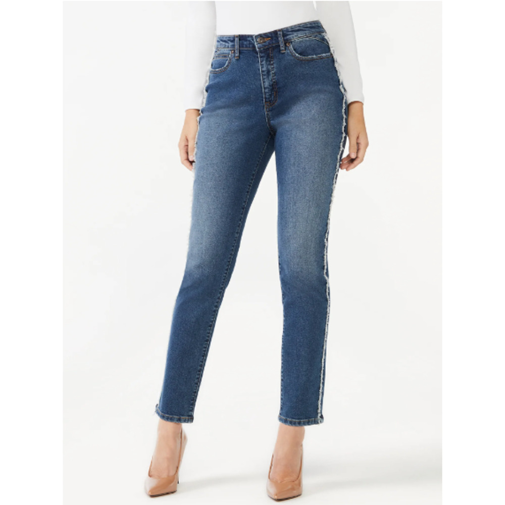Sofia Jeans Adora Curvy Girlfriend Frayed Side Straight Jean Size 14 S NWOT 3514 - Picture 2 of 9